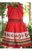 Red Printed Cotton Kids Dress (KR1197) Red Printed Cotton Kids Dress (KR1197)